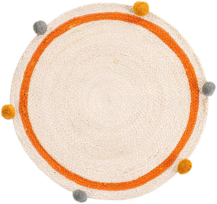 2' x 2' Hand Braided Kids Braided Jute Round Rug