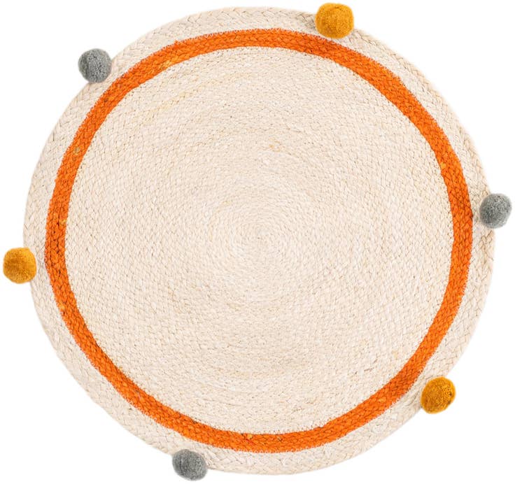 Detail image of 2' x 2' Hand Braided Kids Braided Jute Round Rug