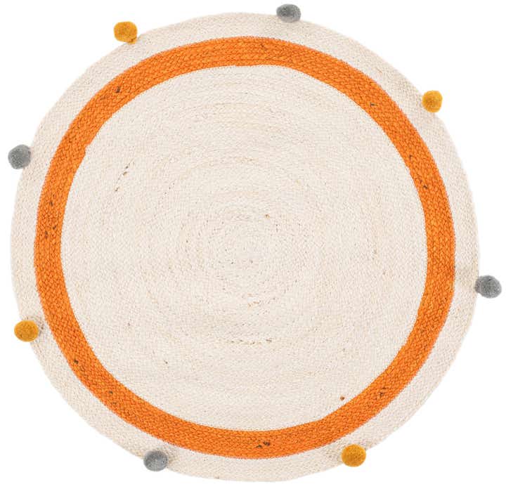 3' 1 x 3' 1 Hand Braided Kids Braided Jute Round Rug