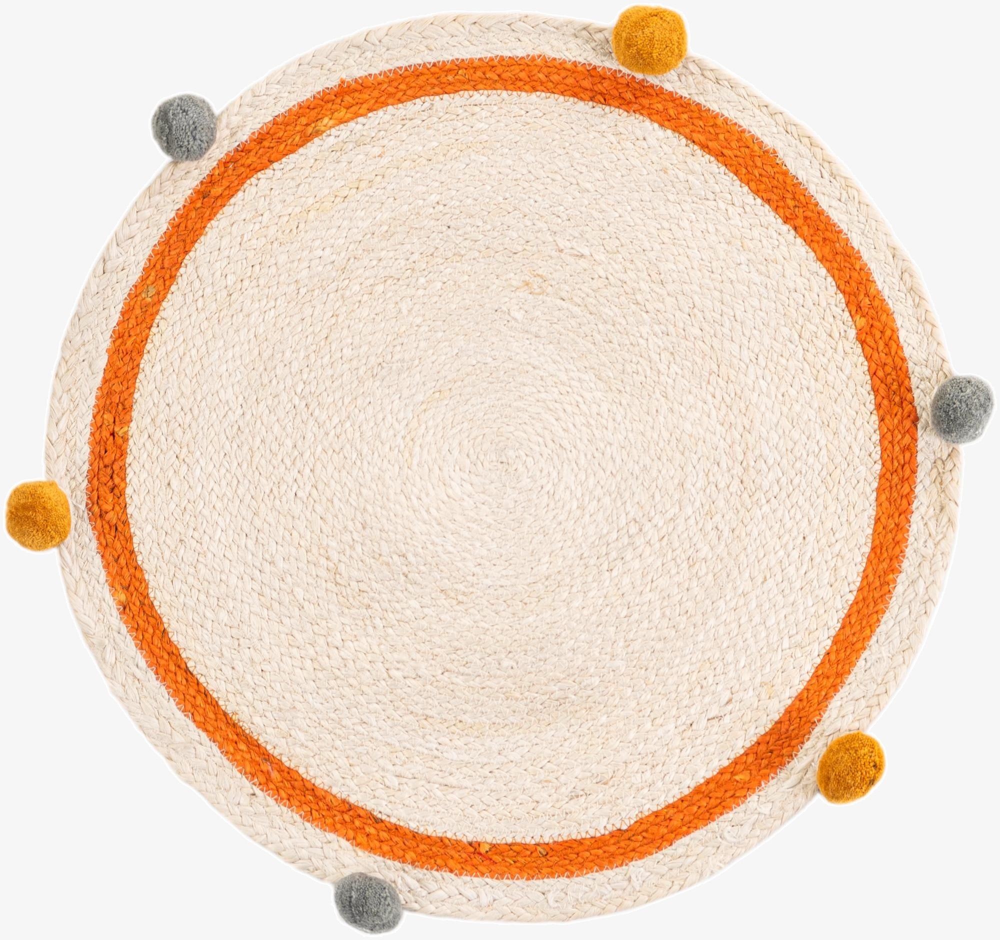 2' x 2'  Hand Braided Kids Braided Jute Round Rug