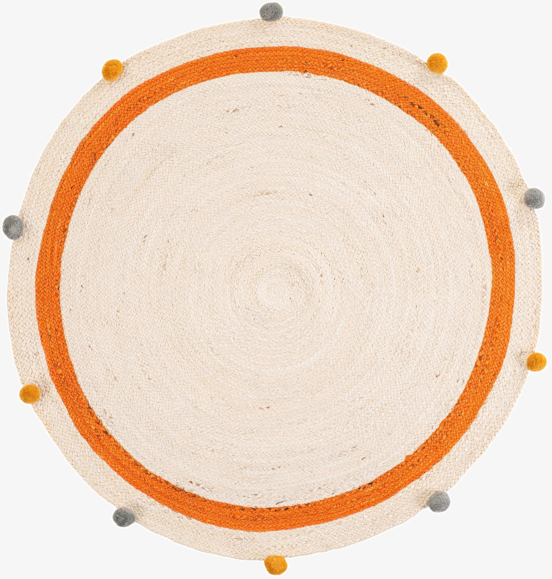 4' 1 x 4' 1  Hand Braided Kids Braided Jute Round Rug