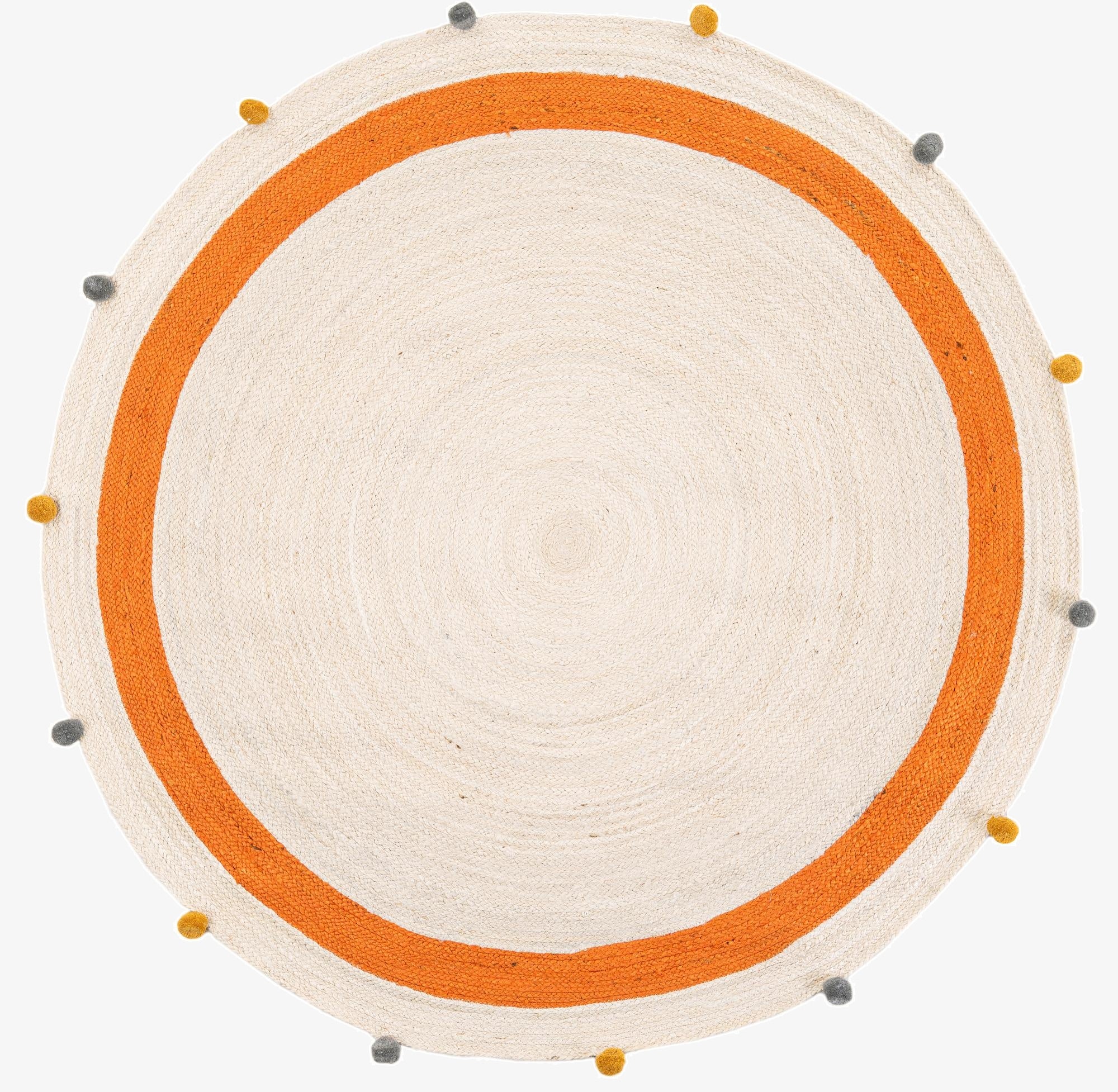 6' 1 x 6' 1  Hand Braided Kids Braided Jute Round Rug