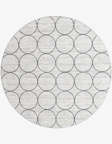 White Lattice Trellis Round Rug