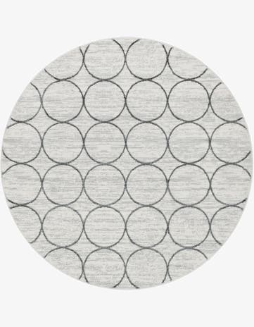 White Lattice Trellis Round Rug