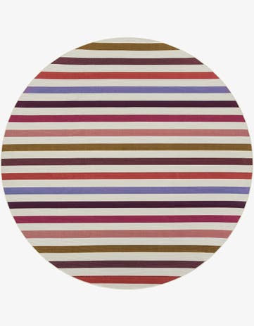 White Easy-Clean Ribbon Indoor / Outdoor Round Rug