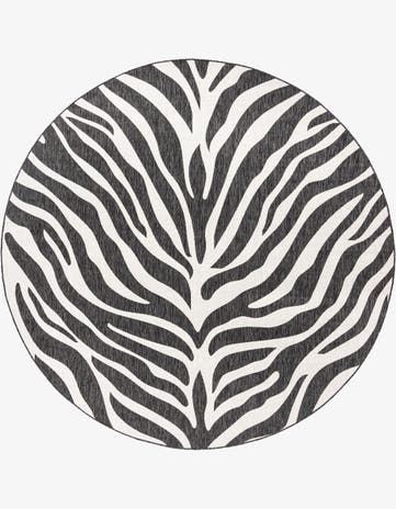 White Easy-Clean Safari Indoor / Outdoor Round Rug