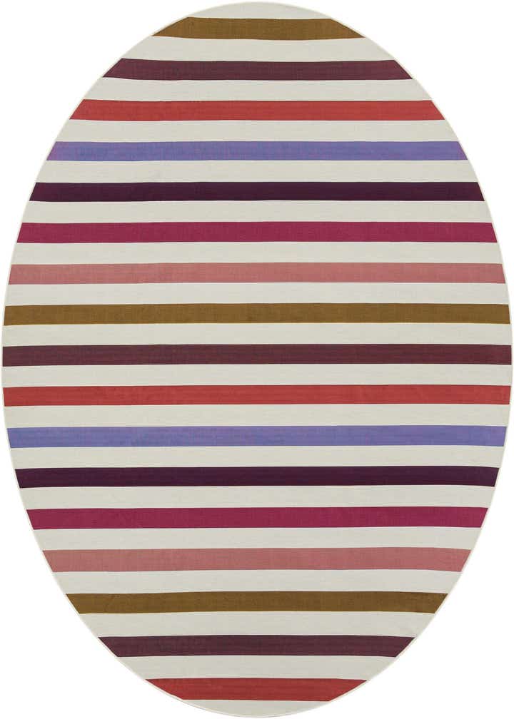 10' x 10' Easy-Clean Striped Indoor / Outdoor Round Rug