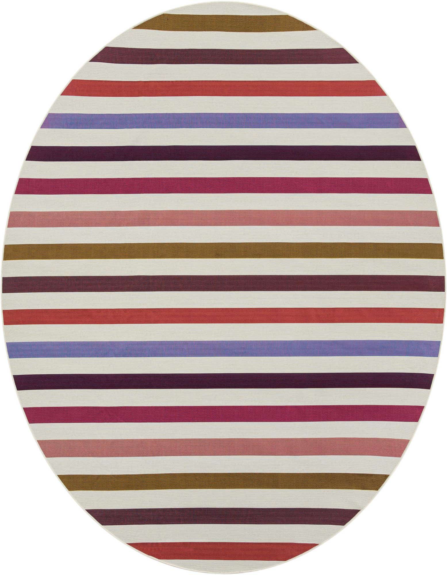 10' x 10' Easy-Clean Striped Indoor / Outdoor Round Rug