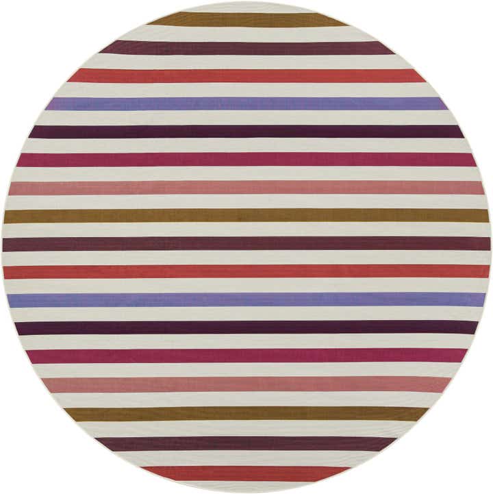 10' x 10' Easy-Clean Striped Indoor / Outdoor Round Rug