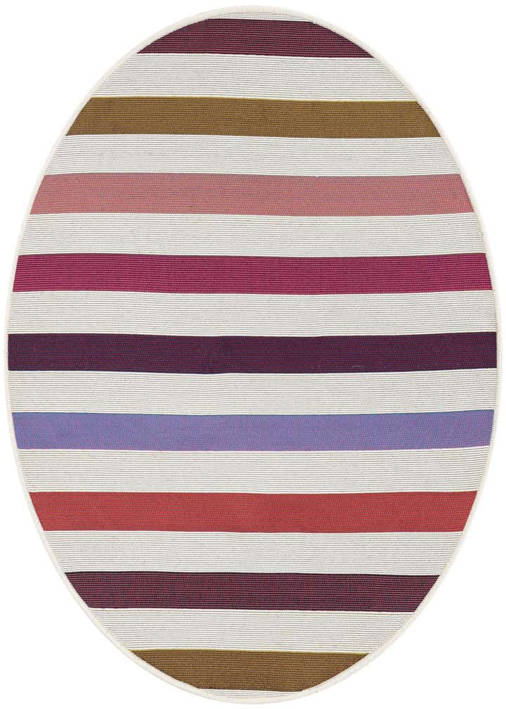 3' x 3' Easy-Clean Striped Indoor / Outdoor Round Rug
