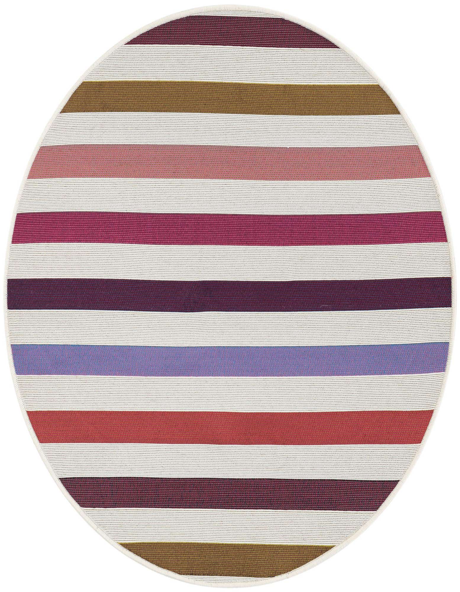 3' x 3' Easy-Clean Striped Indoor / Outdoor Round Rug