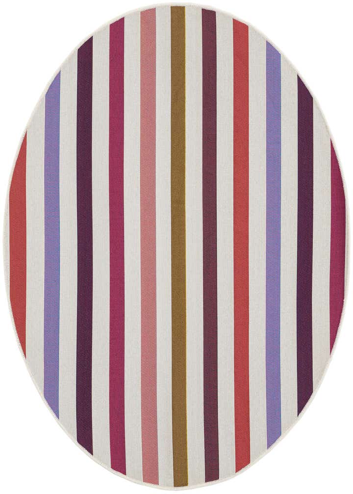 4' x 4' Easy-Clean Striped Indoor / Outdoor Round Rug