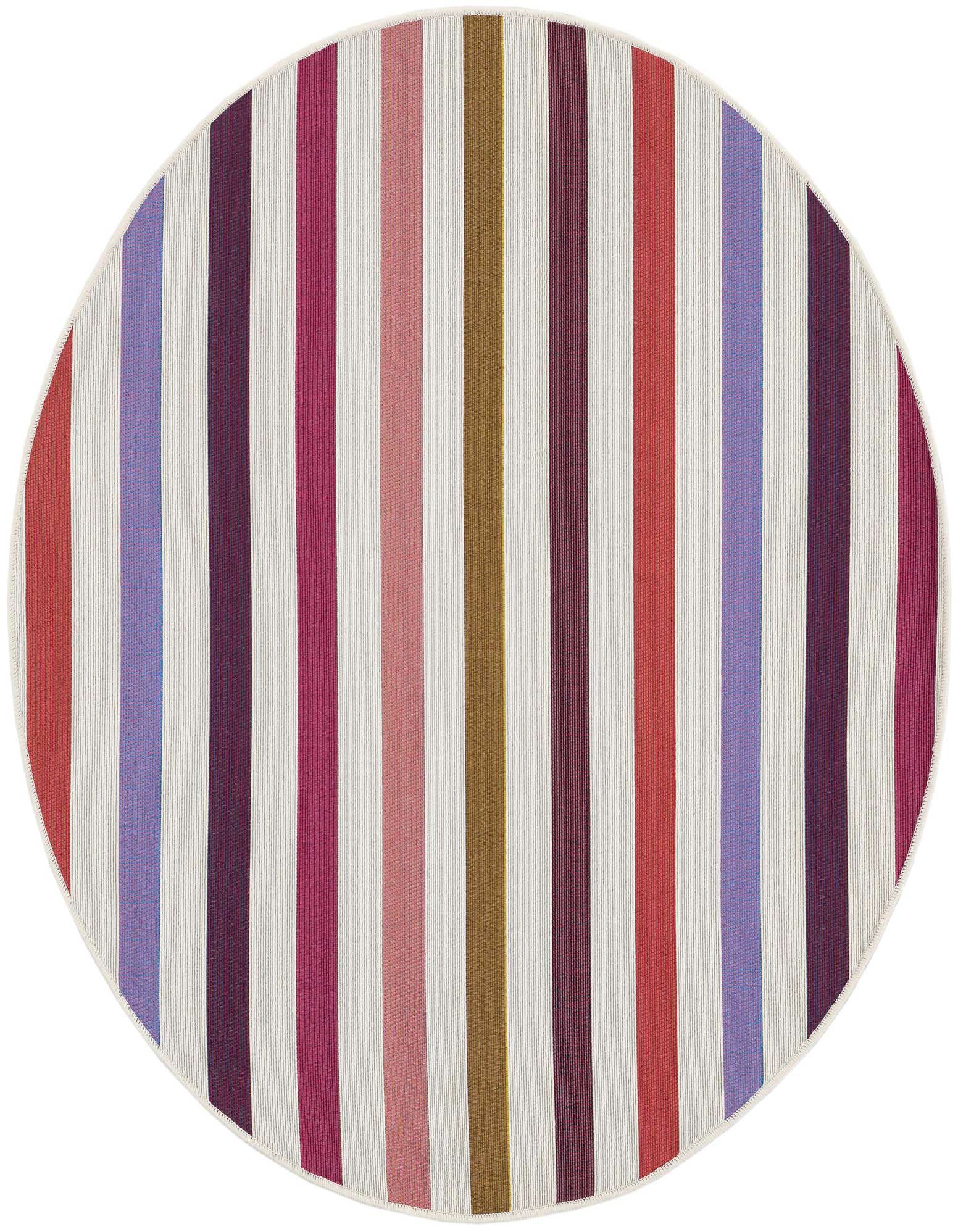 4' x 4' Easy-Clean Striped Indoor / Outdoor Round Rug