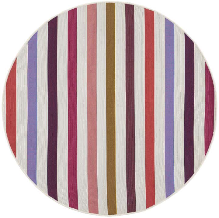 4' x 4' Easy-Clean Striped Indoor / Outdoor Round Rug