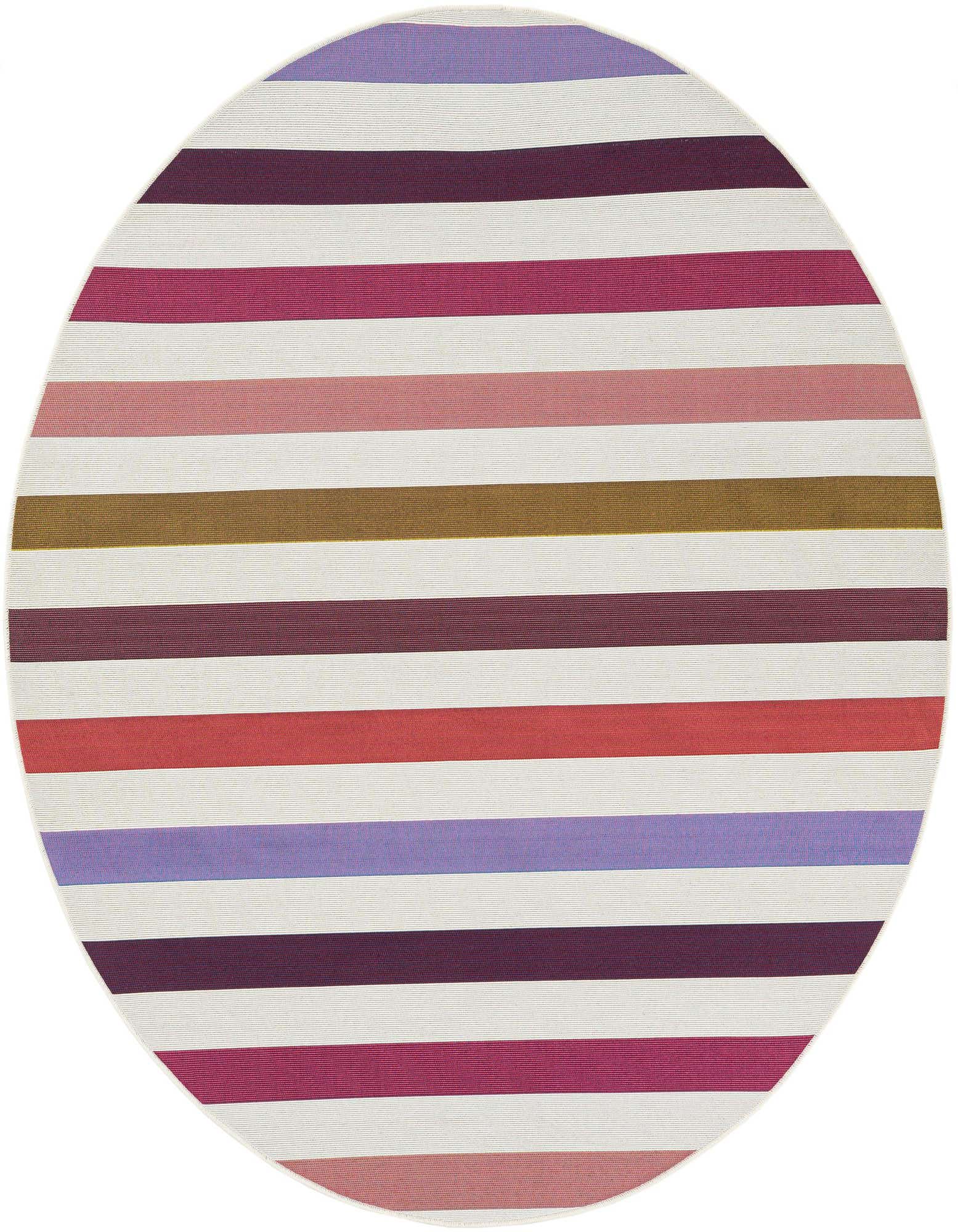 6' x 6' Easy-Clean Striped Indoor / Outdoor Round Rug