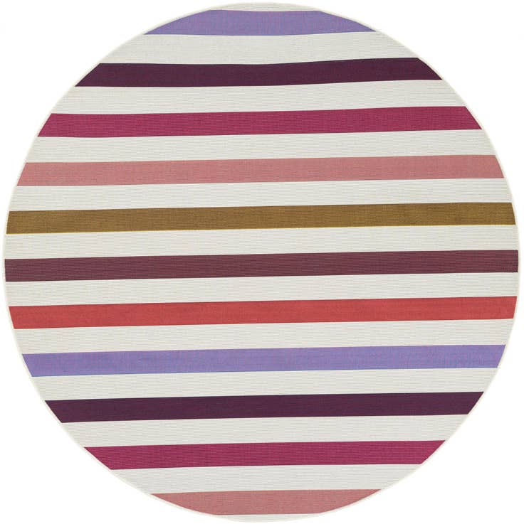 Detail image of 6' x 6' Easy-Clean Striped Indoor / Outdoor Round Rug