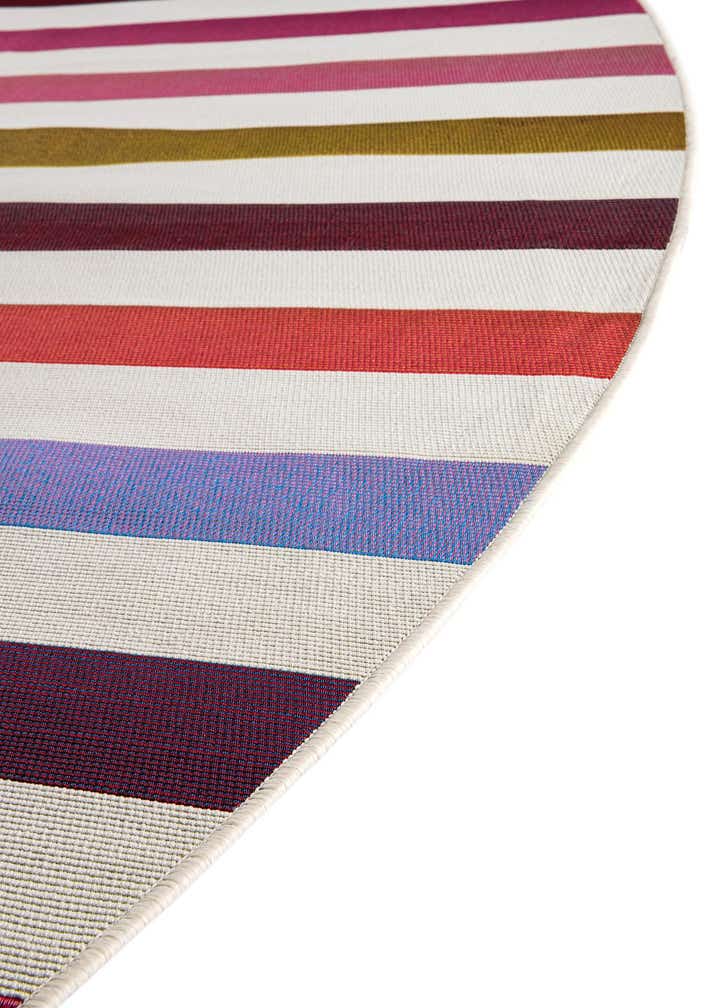 4' x 4' Easy-Clean Striped Indoor / Outdoor Round Rug