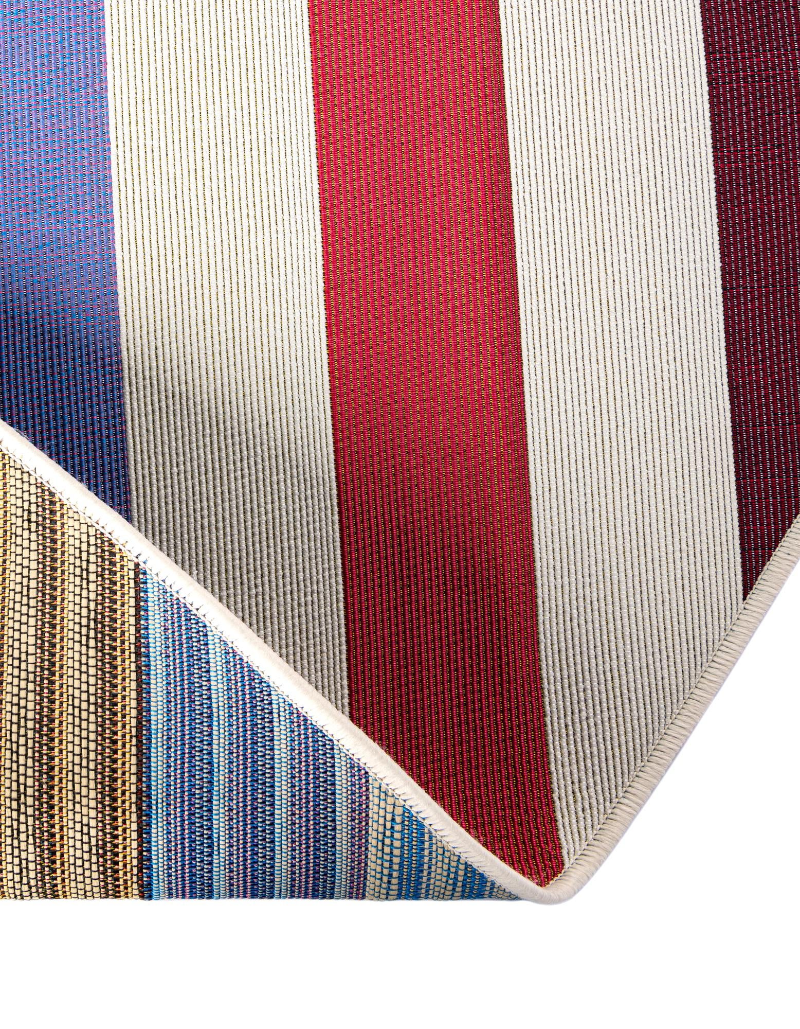 4' x 4' Easy-Clean Striped Indoor / Outdoor Round Rug
