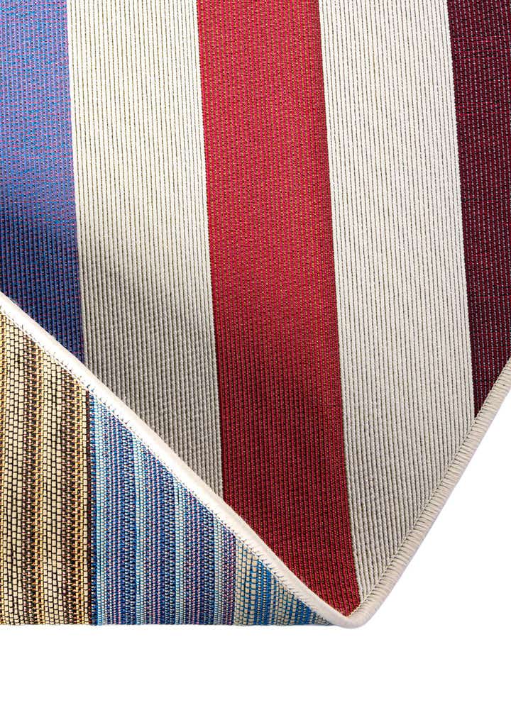 4' x 4' Easy-Clean Striped Indoor / Outdoor Round Rug