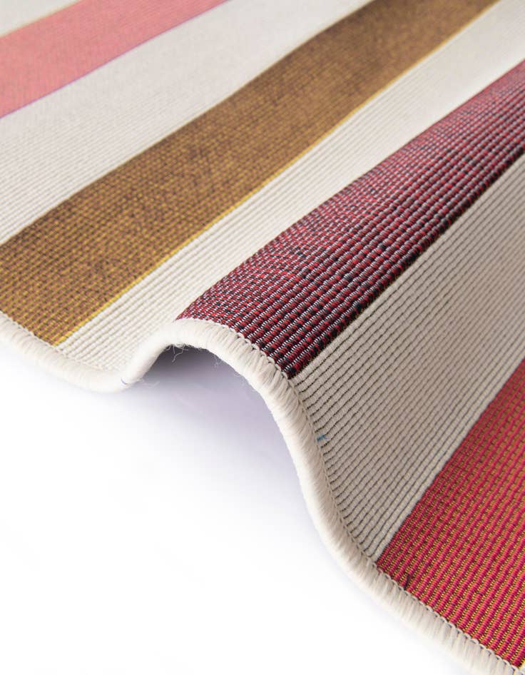Detail image of 7' 10 x 7' 10 Easy-Clean Striped Indoor / Outdoor Round Rug