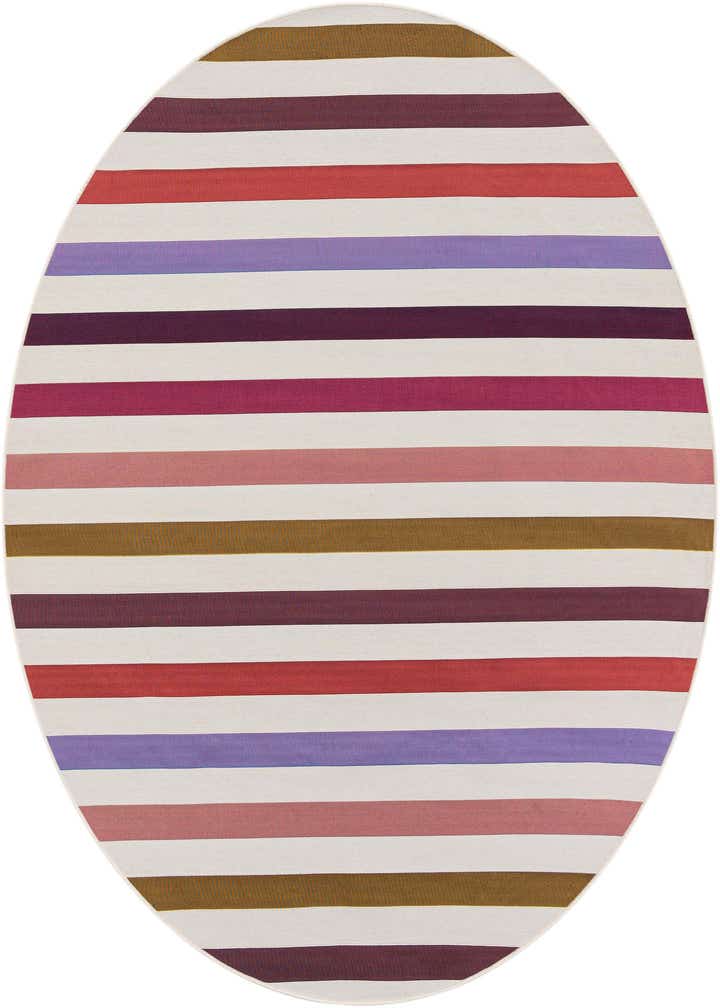 7' 10 x 7' 10 Easy-Clean Striped Indoor / Outdoor Round Rug