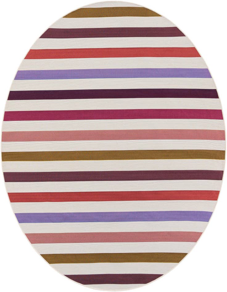 Detail image of 7' 10 x 7' 10 Easy-Clean Striped Indoor / Outdoor Round Rug