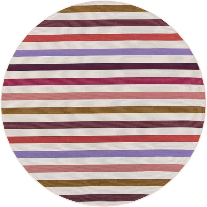 7' 10 x 7' 10 Easy-Clean Striped Indoor / Outdoor Round Rug