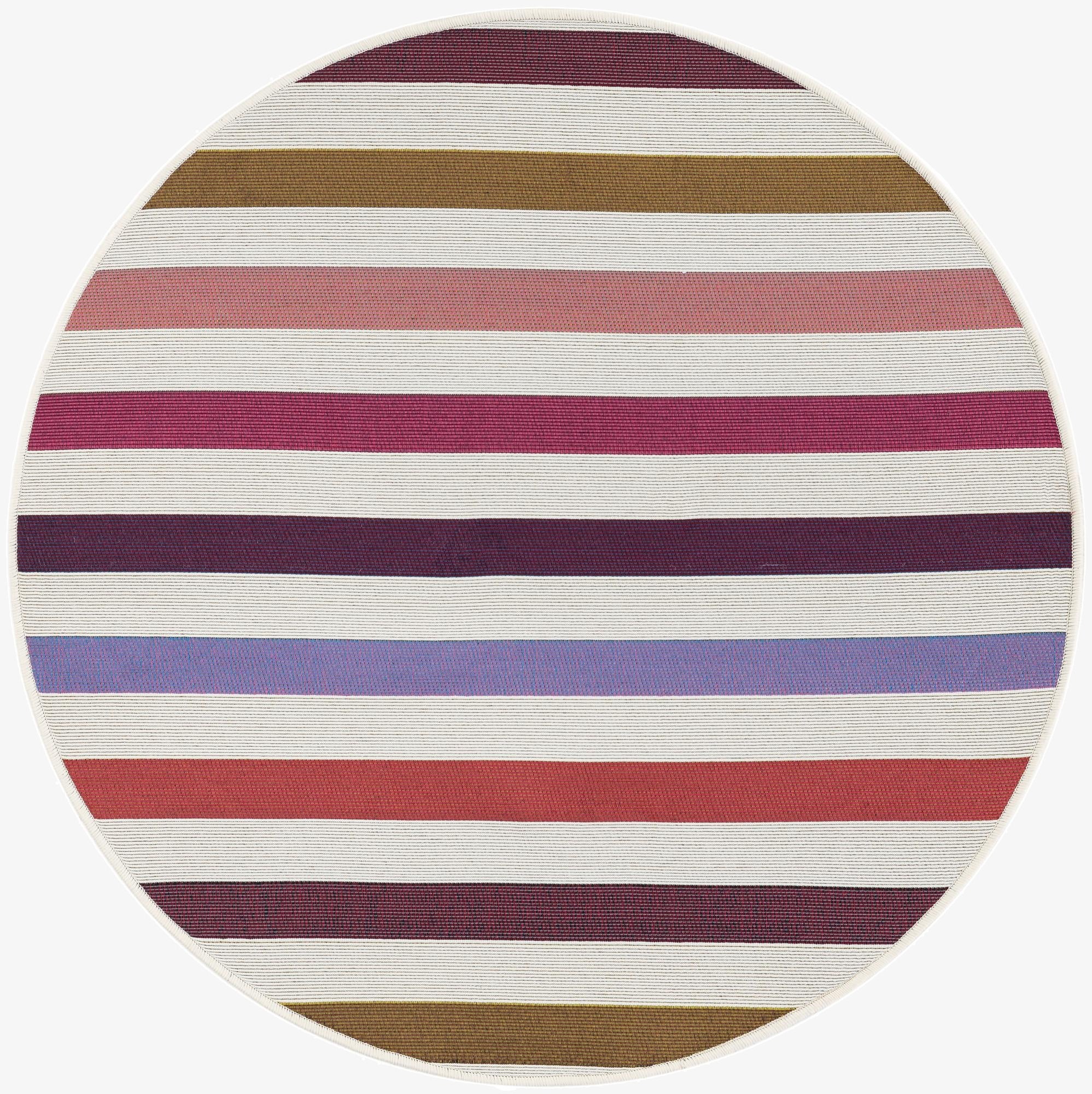 3' x 3'  Washable Striped Indoor / Outdoor Round Rug