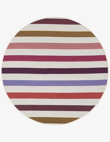 3' x 3' Easy-Clean Striped Indoor / Outdoor Round Rug