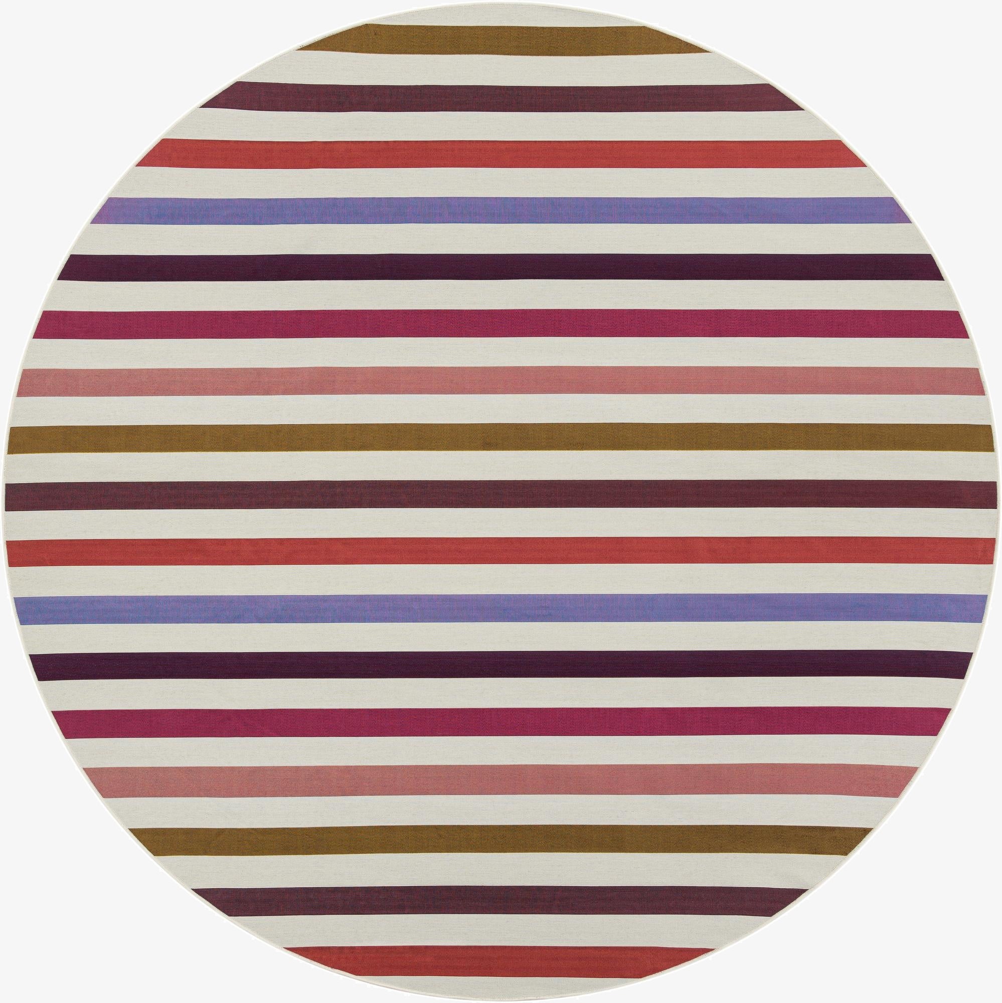 10' x 10'  Washable Striped Indoor / Outdoor Round Rug