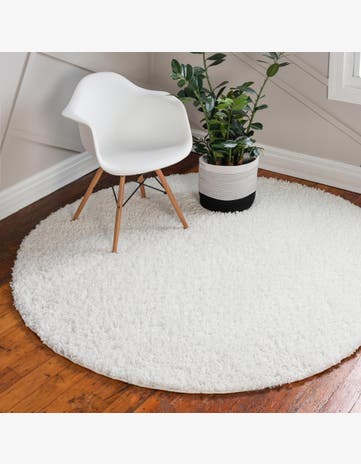 White Zermatt Shag Round Rug