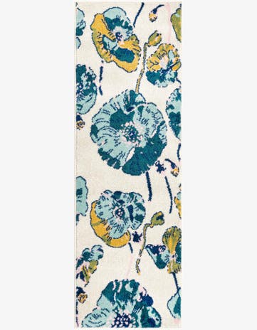 White Bloom Runner Rug