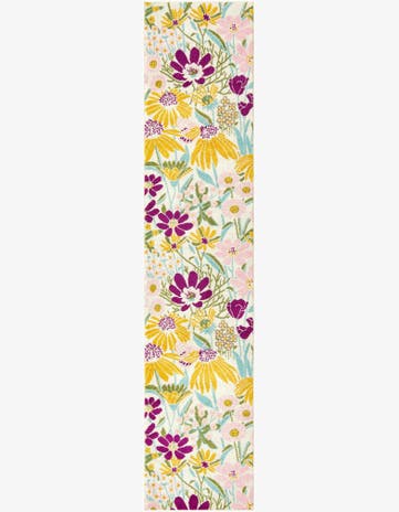 White Bloom Runner Rug