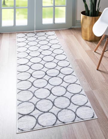 White Lattice Trellis Runner Rug