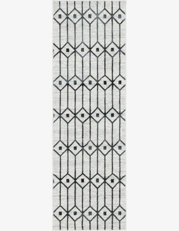 White Lattice Trellis Runner Rug