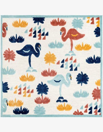 White Easy-Clean Belize Indoor / Outdoor Square Rug