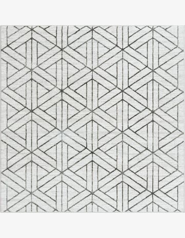 White Lattice Trellis Square Rug