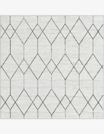 White Lattice Trellis Square Rug