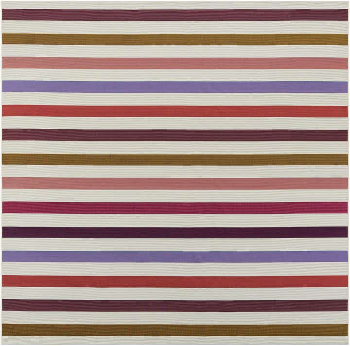 7' 10 x 7' 10 Easy-Clean Striped Indoor / Outdoor Square Rug