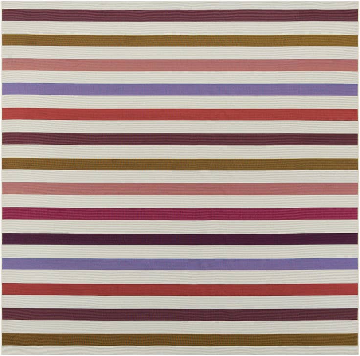 Detail image of 7' 10 x 7' 10 Easy-Clean Striped Indoor / Outdoor Square Rug