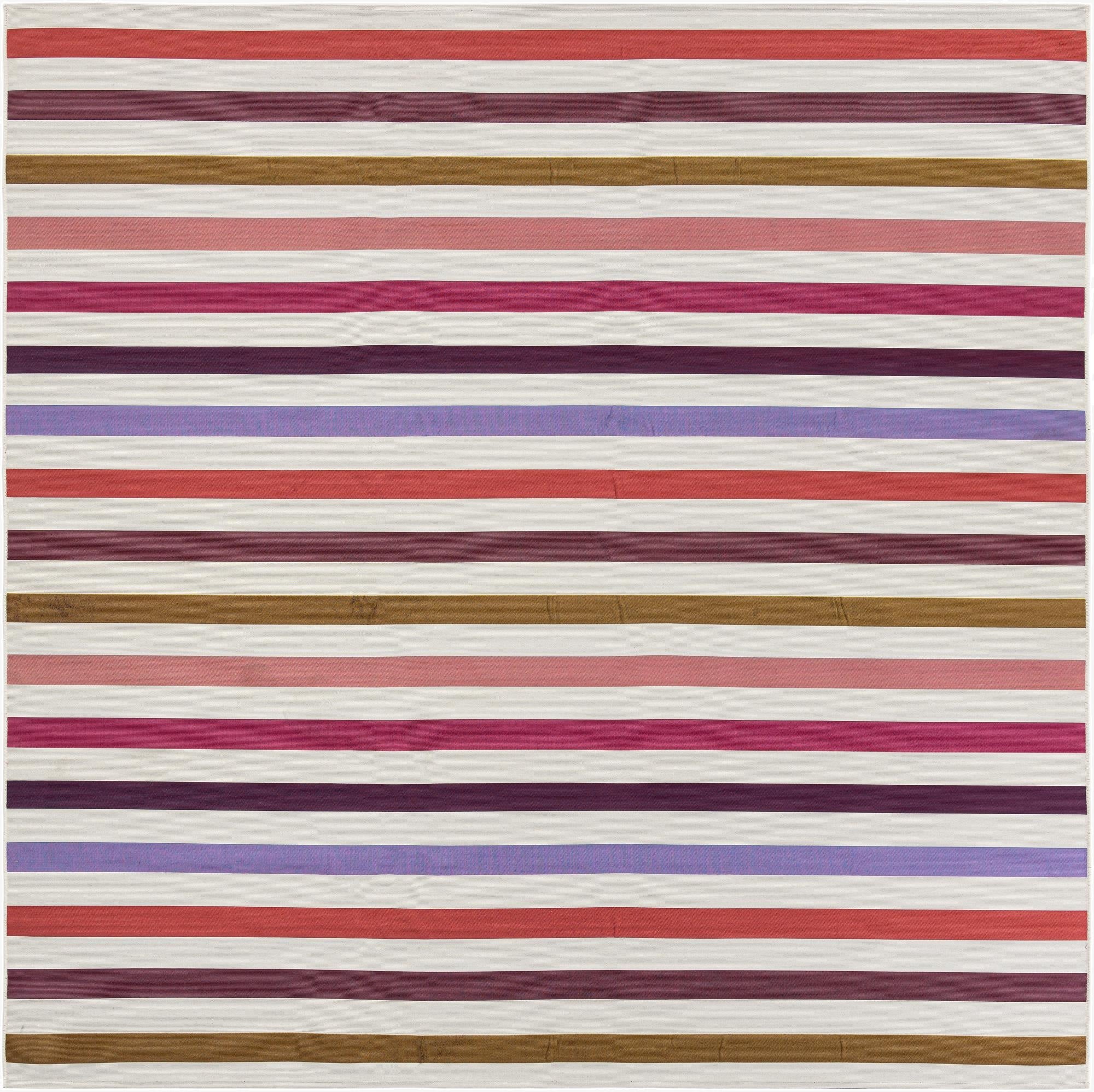 10' x 10'  Washable Striped Indoor / Outdoor Square Rug