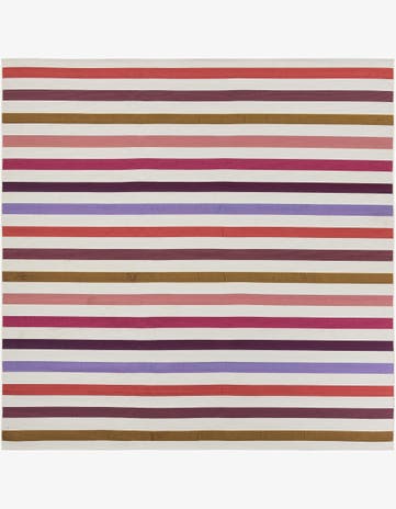 White Easy-Clean Striped Indoor / Outdoor Square Rug