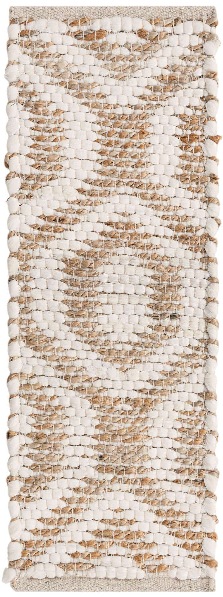 0' 9 x 2' 6 Hand Woven Chindi Jute Stair Rug