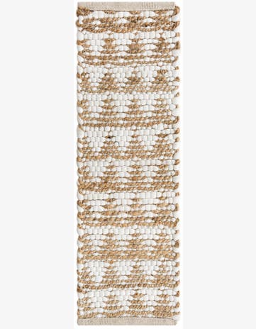0' 9 x 2' 6 Hand Woven Chindi Jute Stair Rug