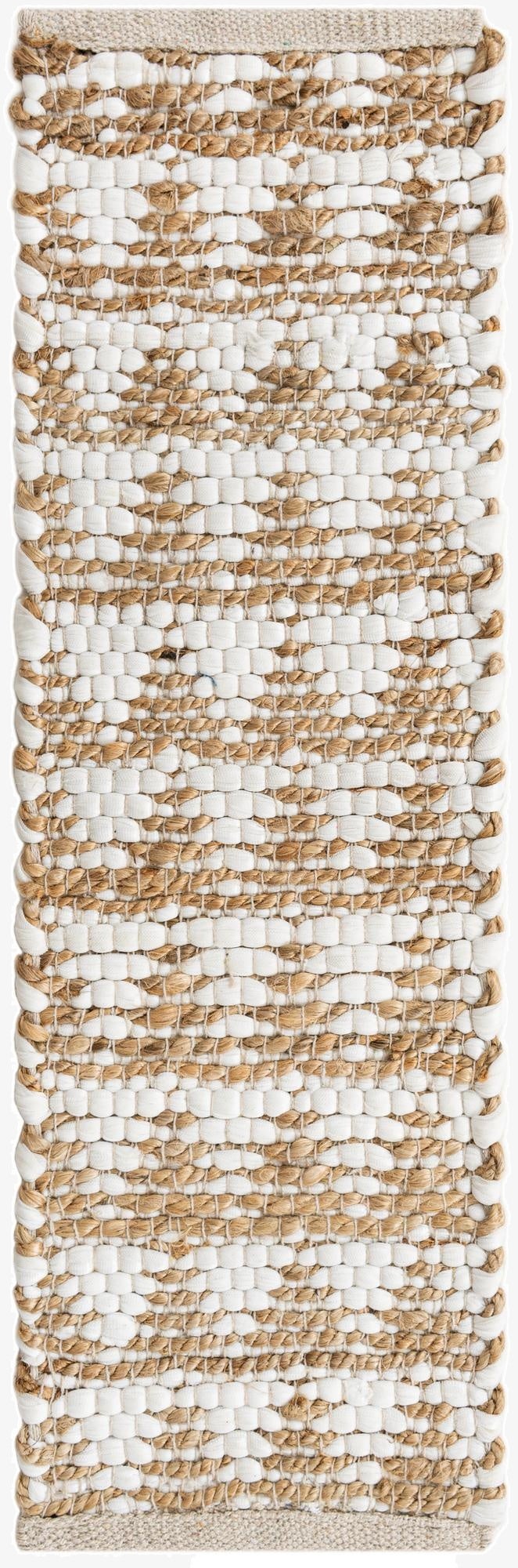 0' 9 x 2' 6  Hand Woven Chindi Jute Stair Rug