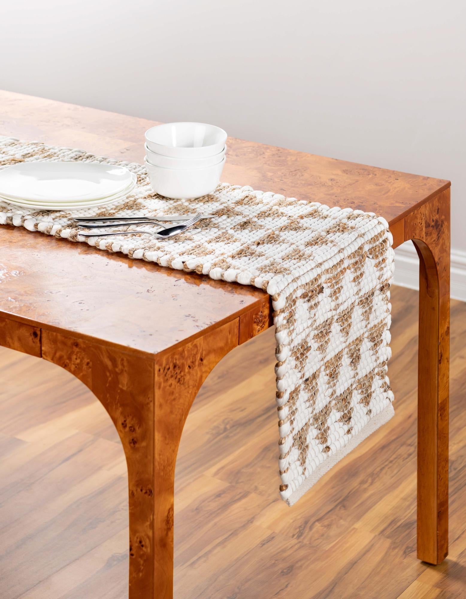 1' 2 x 6' 1 Hand Woven Chindi Jute Table Runner Rug
