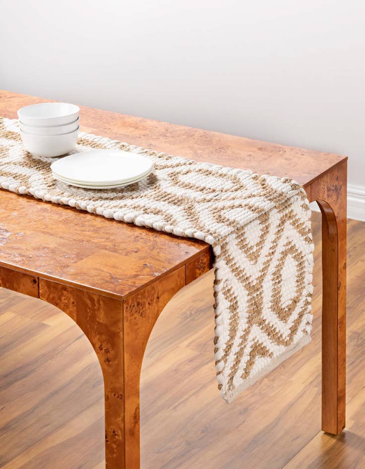 Detail image of 1' 2 x 10'  Hand Woven Chindi Jute Table Runner Rug
