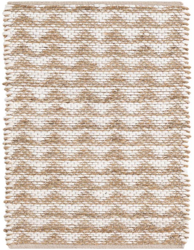 Detail image of 1' 2 x 4' 1 Hand Woven Chindi Jute Table Runner Rug