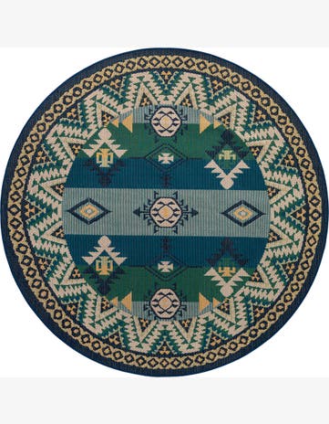 Wilcox · Border Outdoor Rug, blue and green