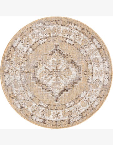 3' x 3' Wylie · Medallion Outdoor Rug, natural and brown